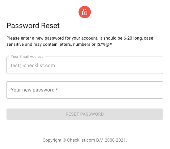 Checklist Set Password