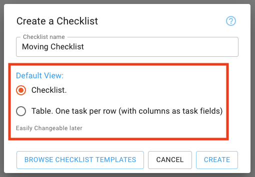 Create Checklist View
