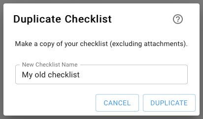 Duplicate Checklist