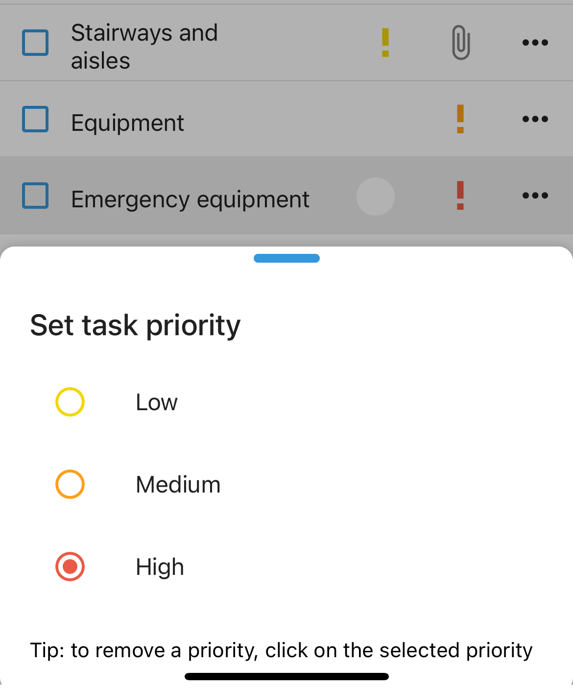 Checklist Task Priority